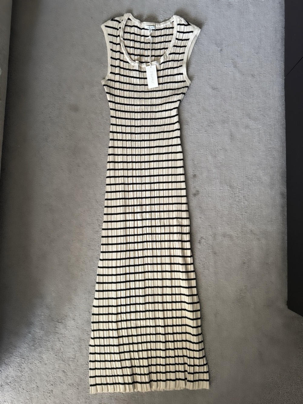 Z Supply Ribbed Sleeveless Maxi Dress in Cream and Black